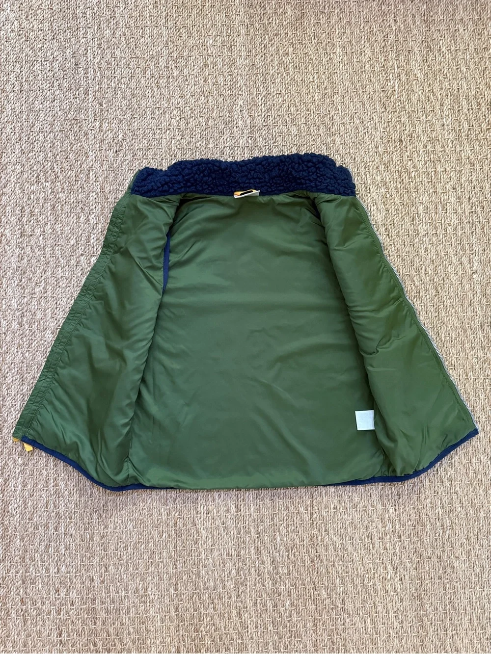 Hanna Andersson Sherpa Fleece Kids Vest Blue Green Utility EU Size 120 US 6-7